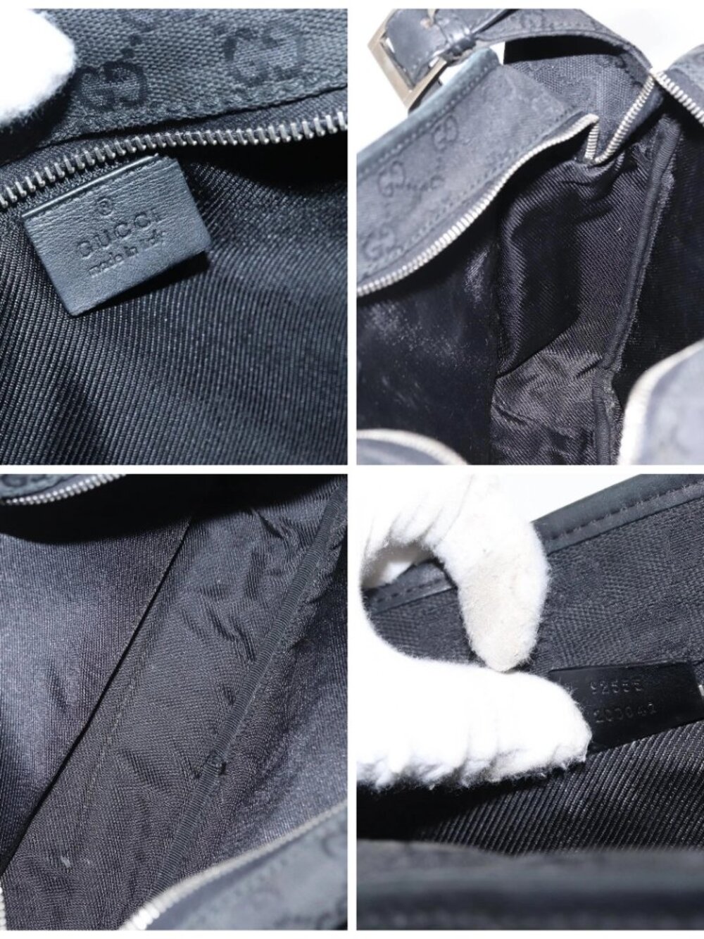 GUCCI GG Canvas Shoulder Bag Black Silver Auth ka1463 - Picture 15 of 16